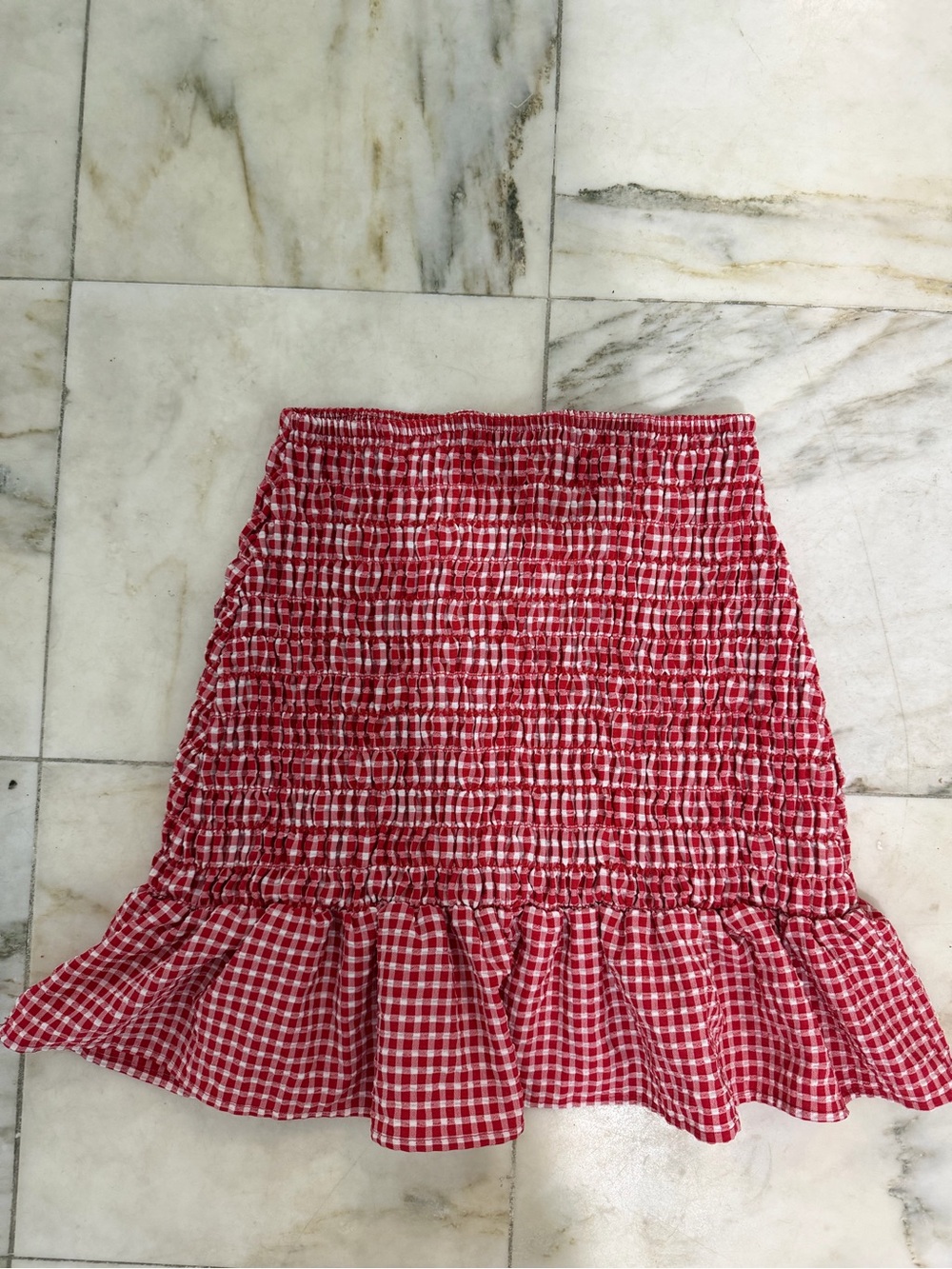 Sienna Sky Red & White Gingham Smocked Mini Skirt